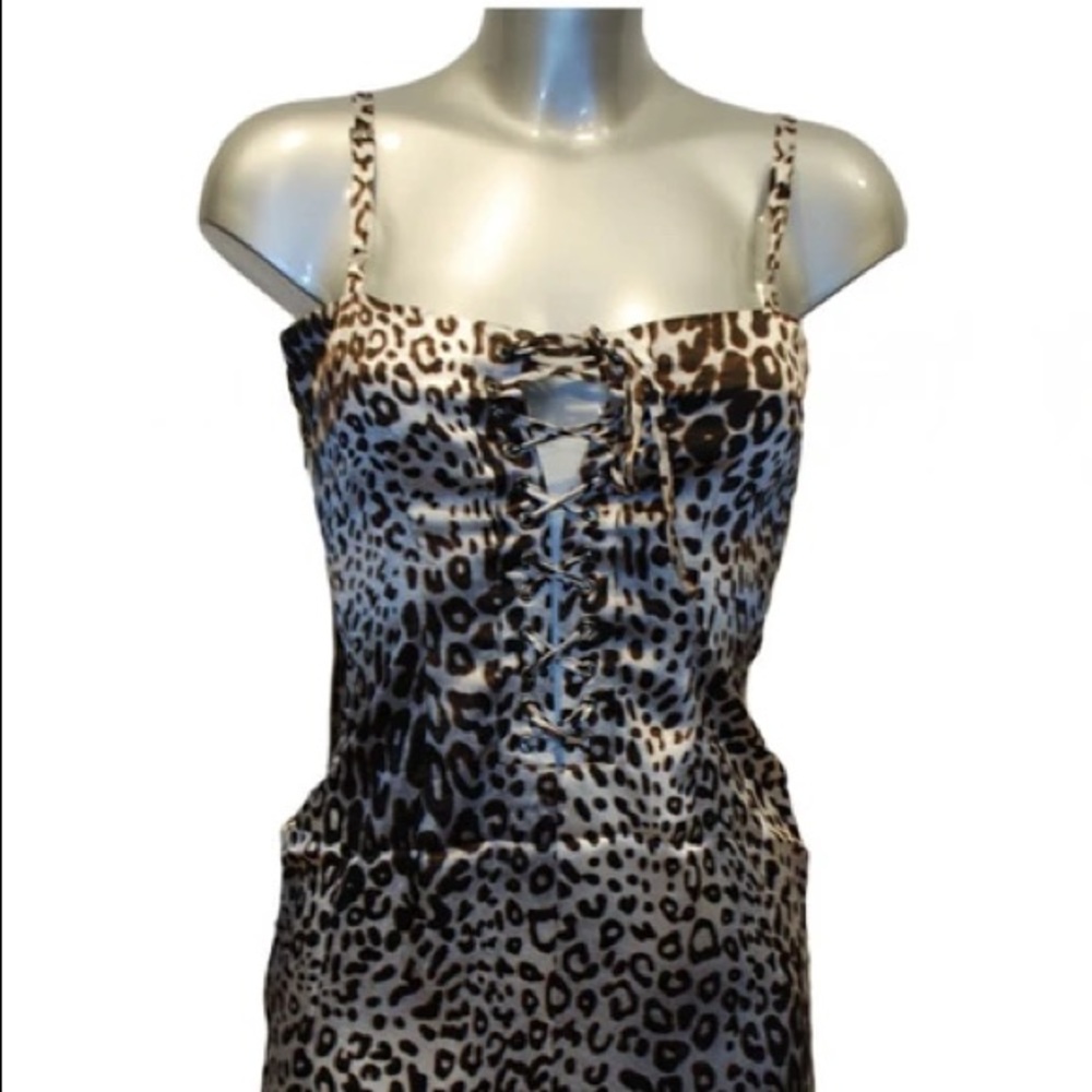 Marciano midi length 96% silk lace up bodice dress size Small